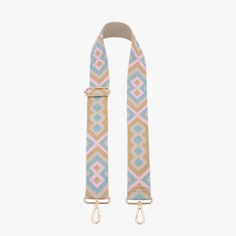 🦋LAST🦋 NWT Jen & Co. Woven Guitar Strap for Bags, Light Pink & Teal